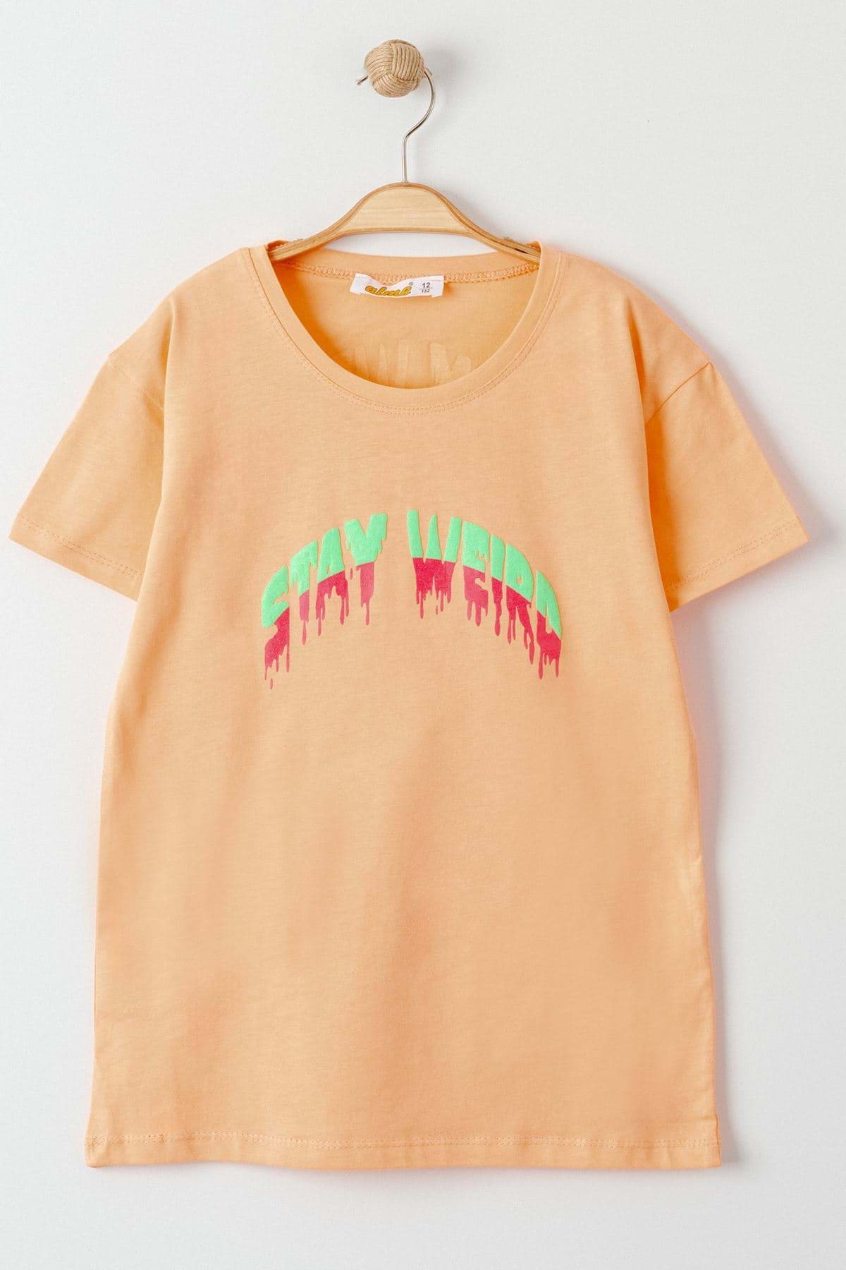 8-12 Yaş Baskılı Çocuk Tişört Turuncu - 724070.1576. resmi