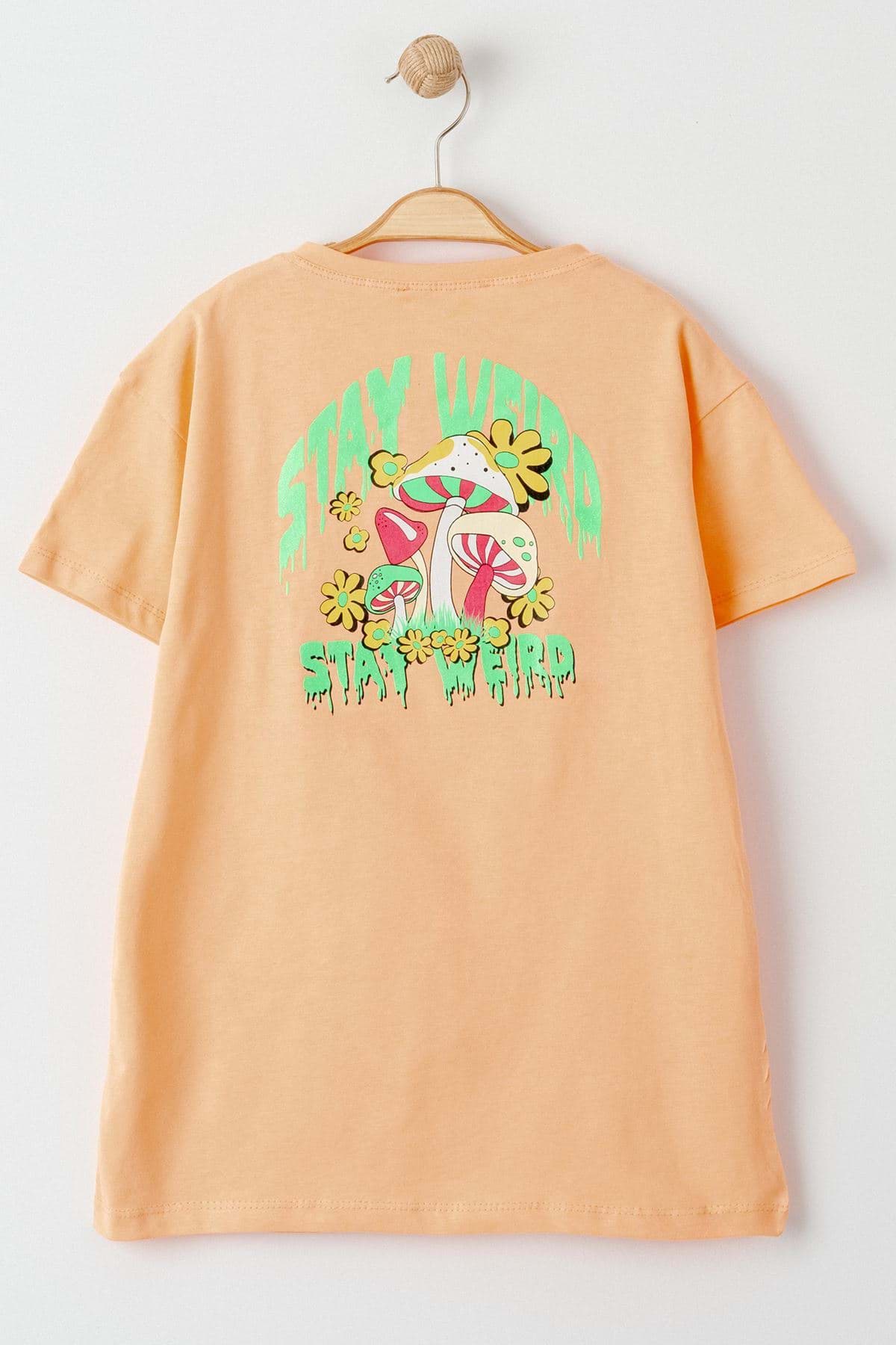 8-12 Yaş Baskılı Çocuk Tişört Turuncu - 724070.1576. resmi