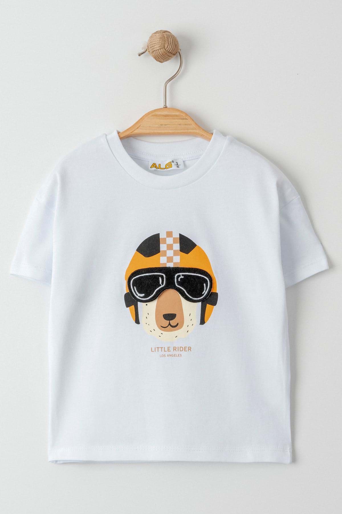 1-4 Yaş Baskılı Çocuk Tişört Beyaz - 124415.1576. resmi