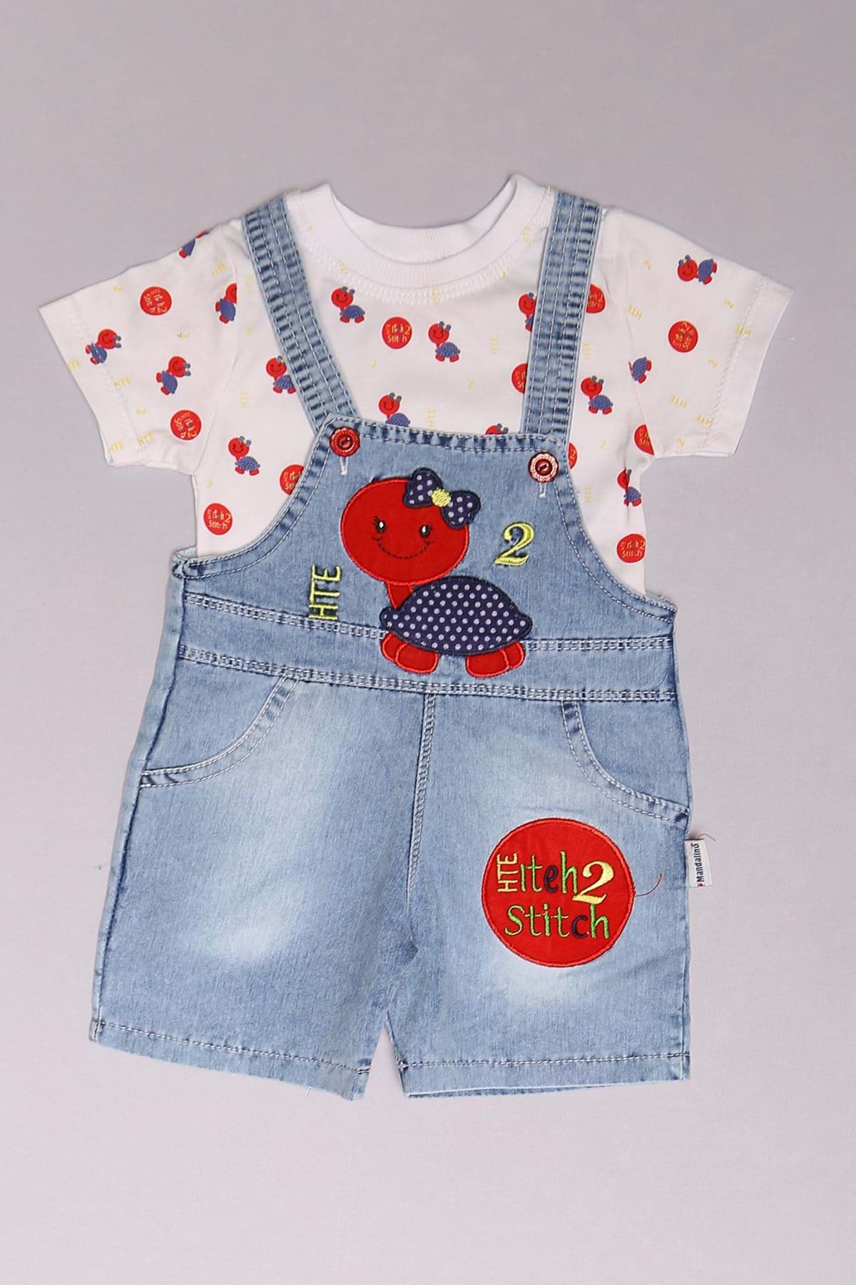 12-24 Aylık Çocuk Salopet Takım Buzmavikırmızı - 18225.1803. resmi