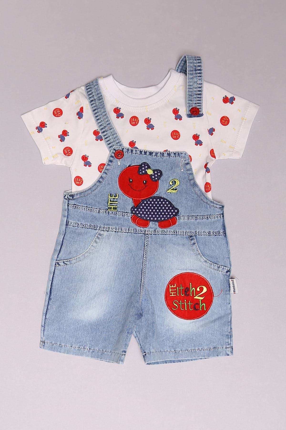 12-24 Aylık Çocuk Salopet Takım Buzmavikırmızı - 18225.1803. resmi