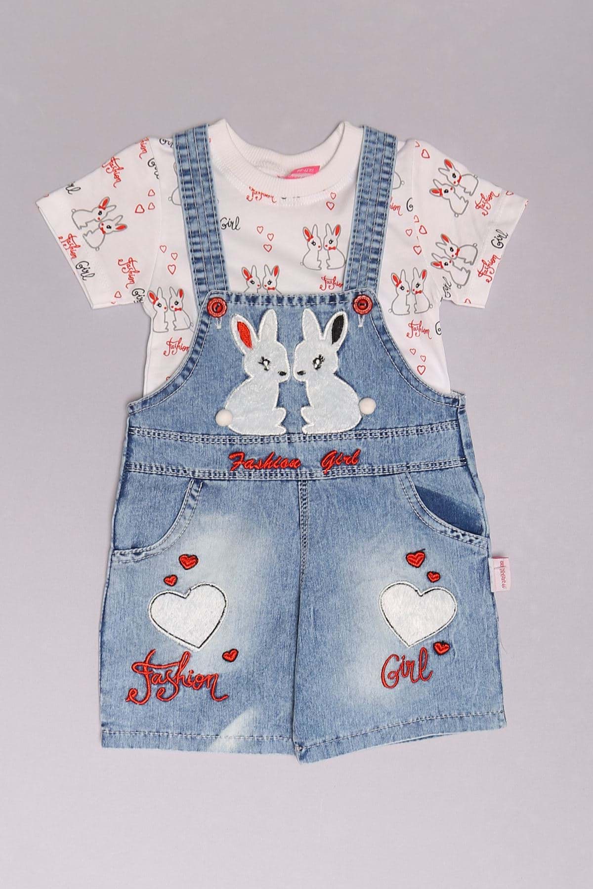 12-24 Aylık Çocuk Salopet Takım Buzmavikırmızı - 18228.1803. resmi