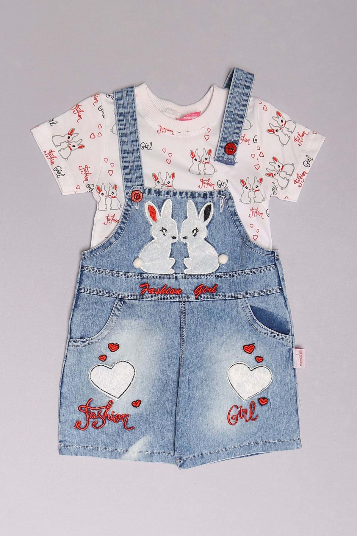 12-24 Aylık Çocuk Salopet Takım Buzmavikırmızı - 18228.1803. resmi