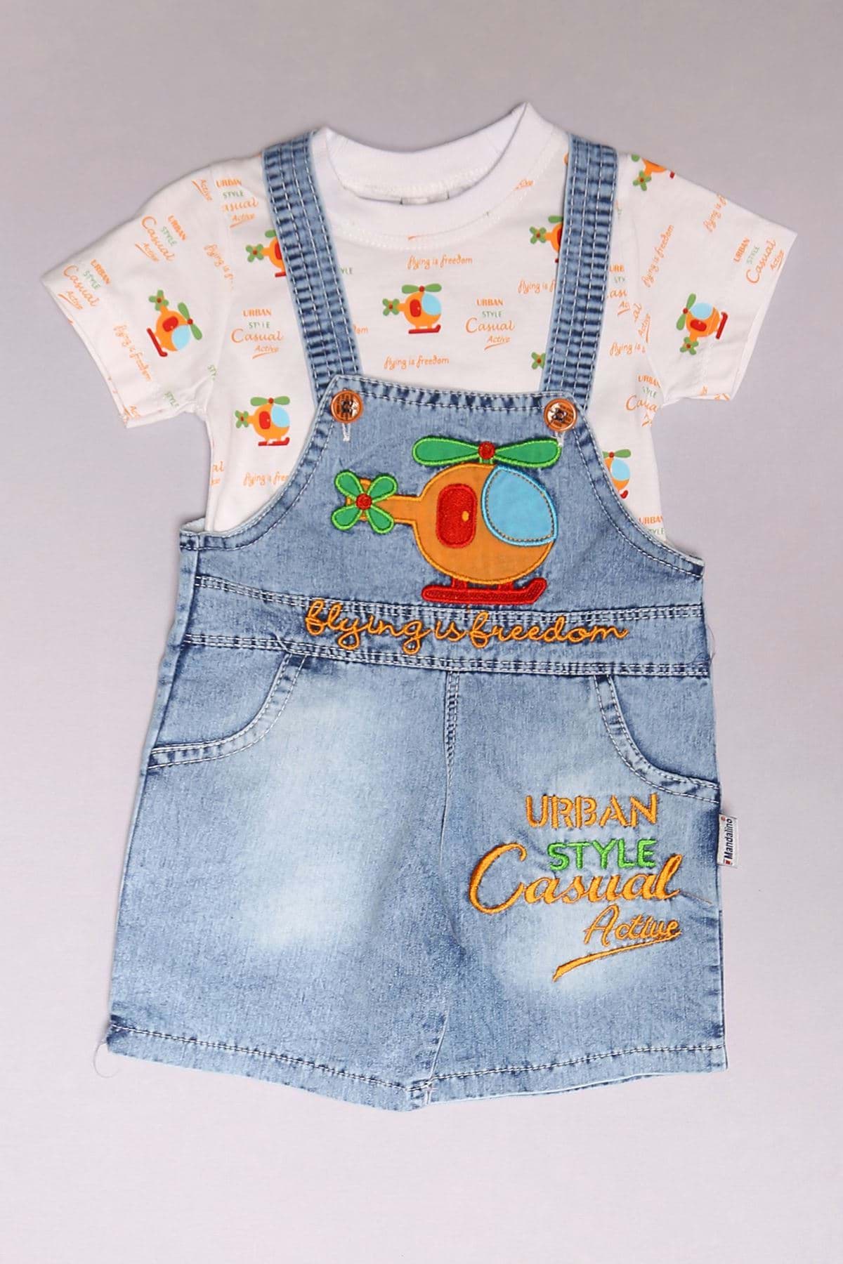 12-24 Aylık Çocuk Salopet Takım Buzmavituruncu - 18229.1803. resmi