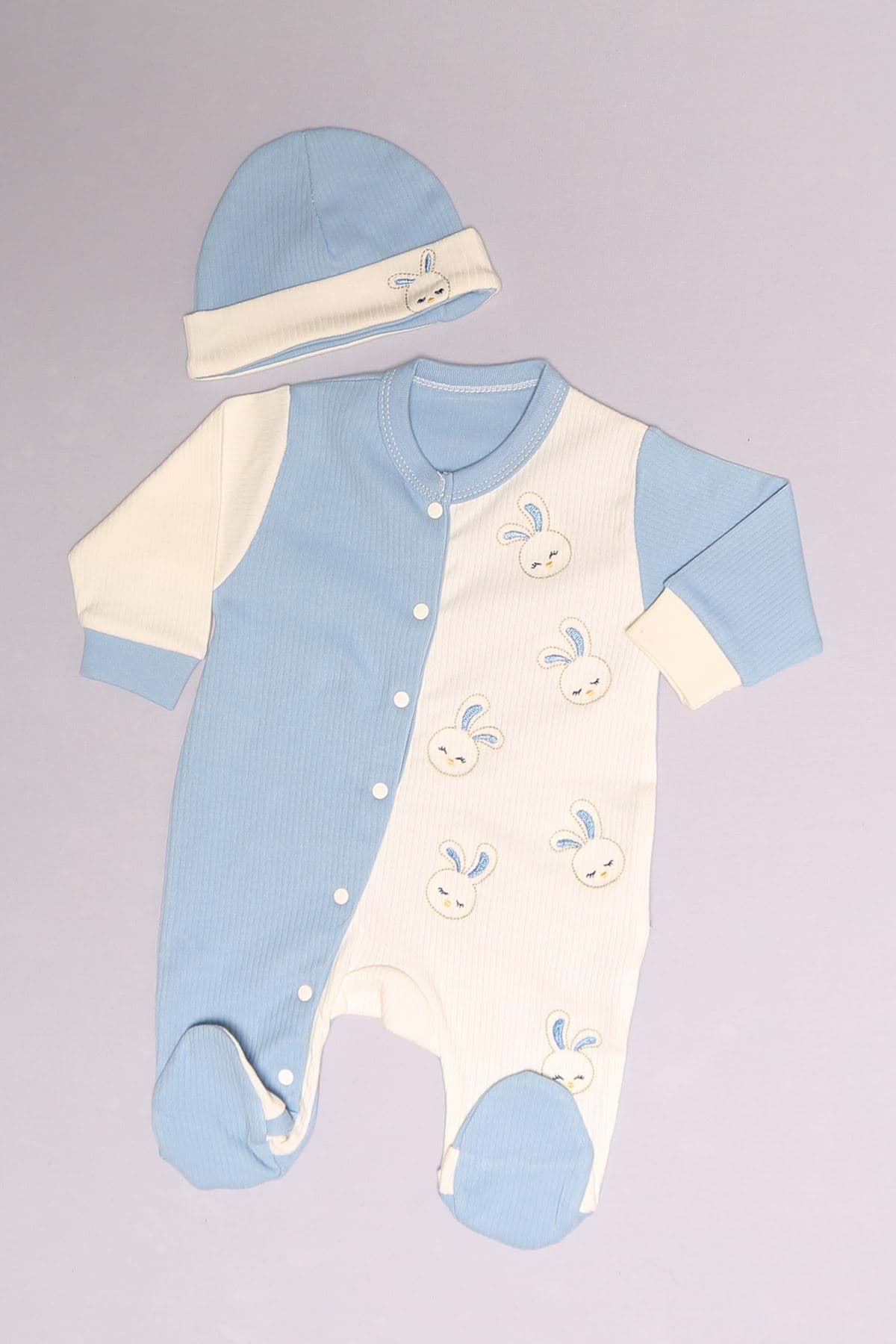 1-6 Aylık Bebek Tulum Beyazmavi - 02255.1803. resmi