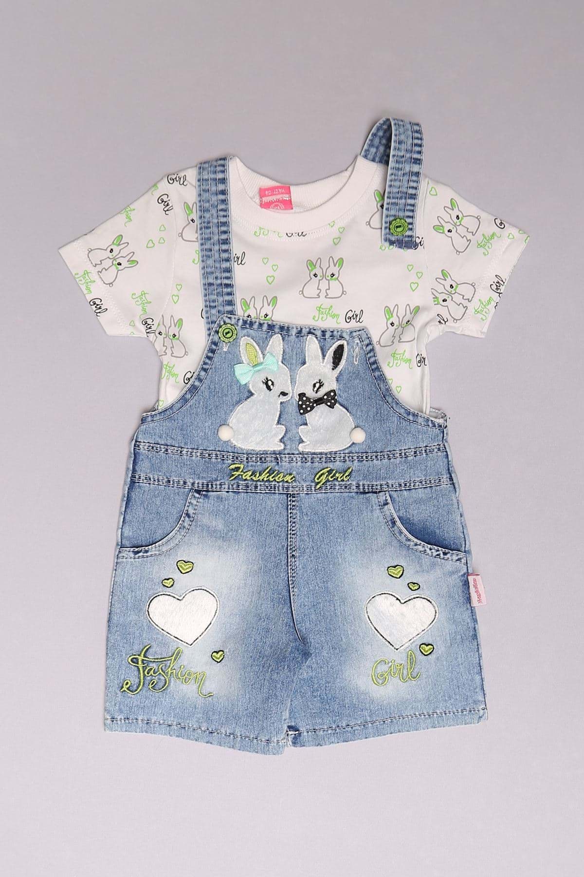 12-24 Aylık Çocuk Salopet Takım Buzmaviyeşil - 18228.1803. resmi