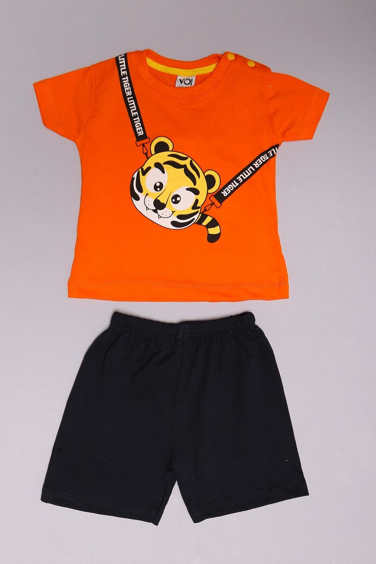 6-18 Ay Baskılı Bebek Takım Turuncu - 152455.1803. resmi
