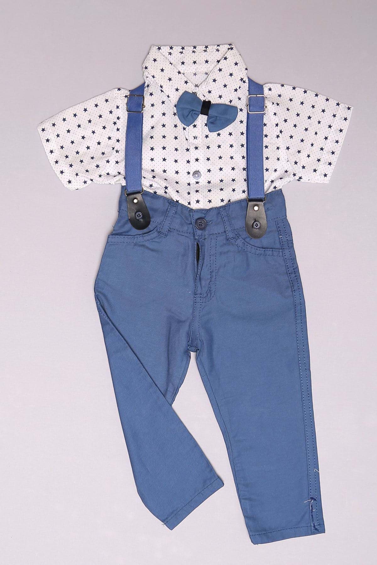 1-4 Yaş Gömlekli Çocuk Takım Beyazmavi - 152476.1803. resmi