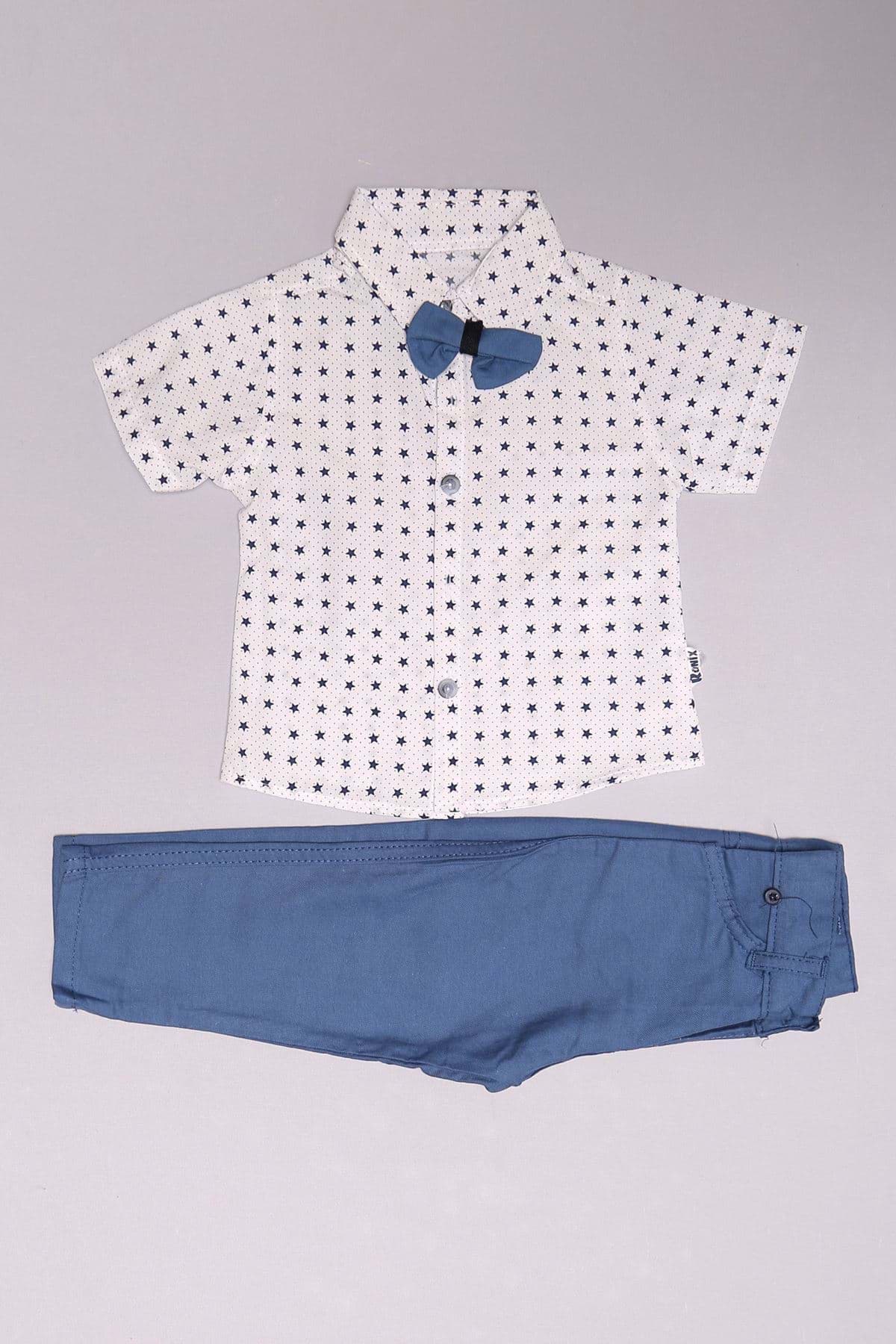 1-4 Yaş Gömlekli Çocuk Takım Beyazmavi - 152476.1803. resmi