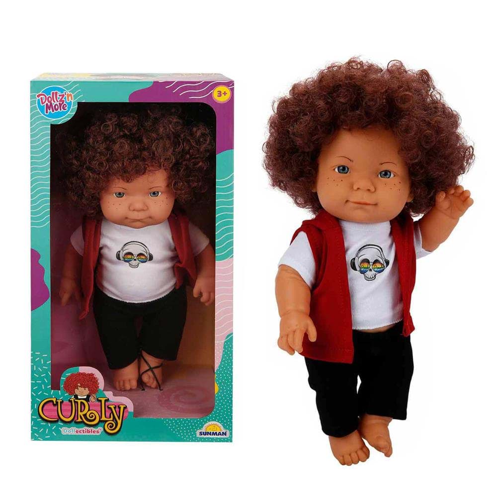 Curly Bebek Tulumlu Elbiseli Et Bebek 35 cm resmi