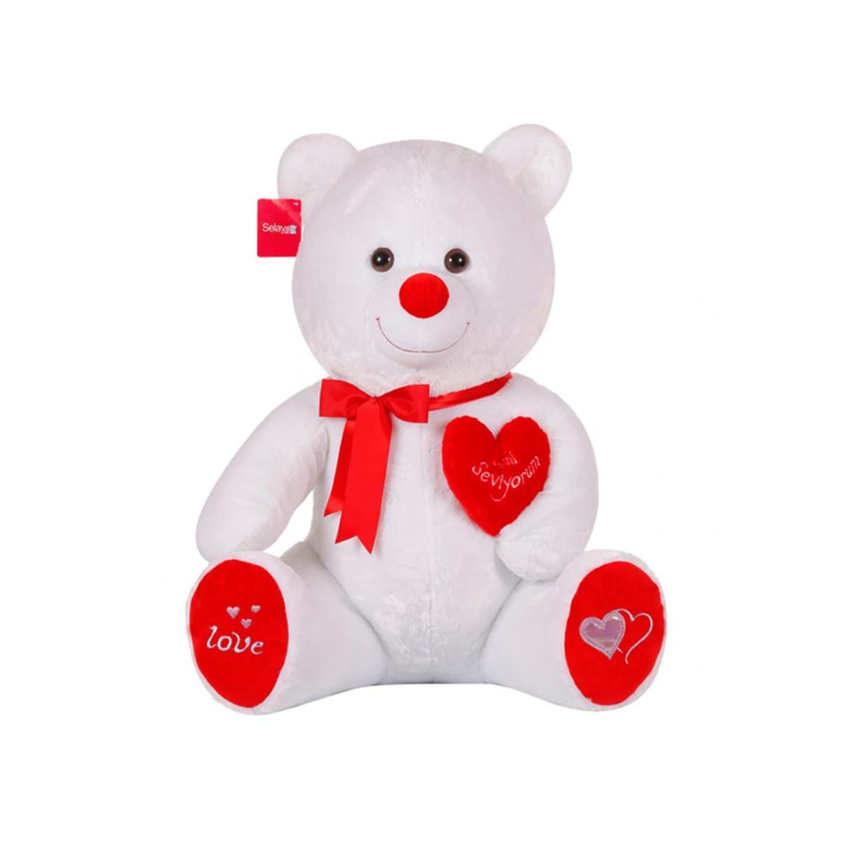 1054B  Tıkıl Ayı 70 cm Beyaz-Selay Oyuncak resmi