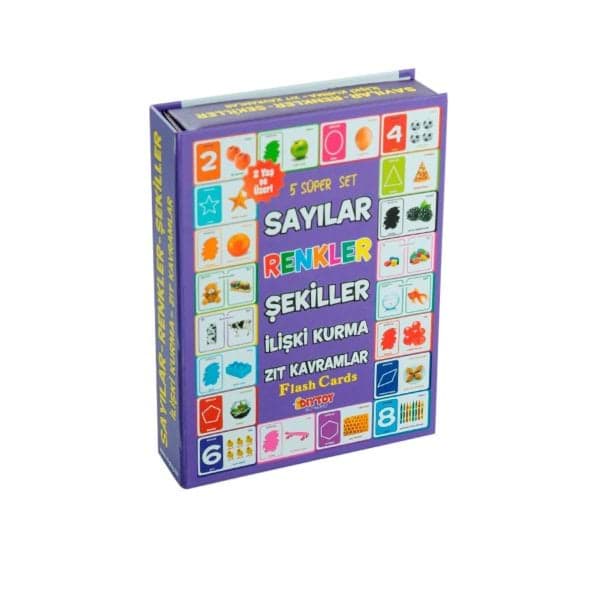 1413 DıyToy, Flash Cards - 5 Süper Set - Sayılar+Renkler+Şekiller+İlişki Kurma+Zıt Kavramlar / +2 yaş resmi