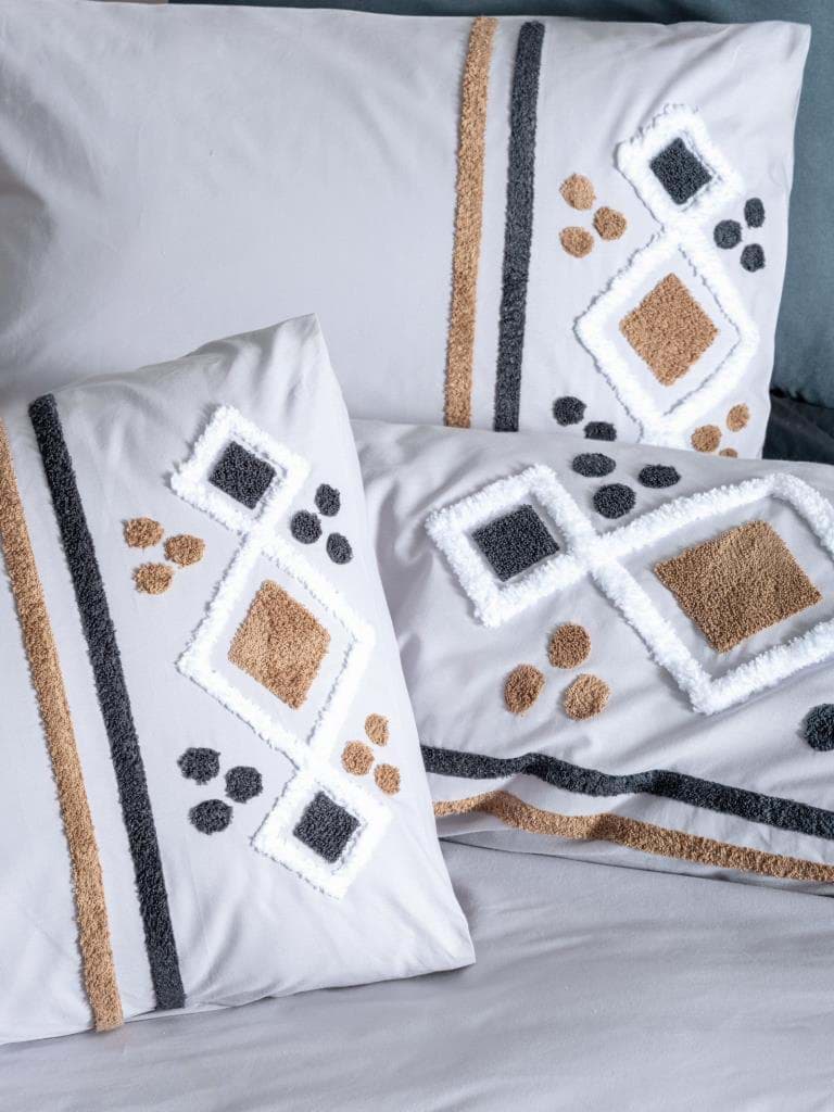 Cotton Box Puff Nakışlı Ranforce Çift Kişilik Nevresim Takımı Stesso Mavi resmi