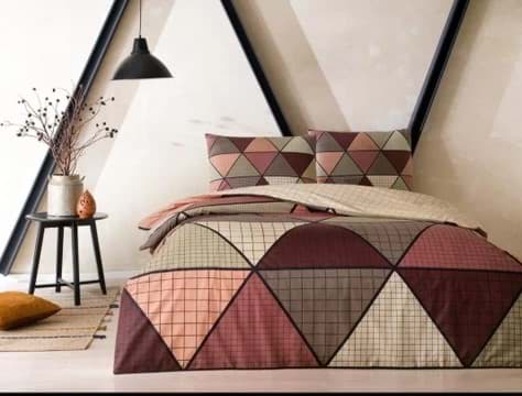 Taç Çift Kişilik Ranforce Nevresim Takımı Delta Kahve resmi