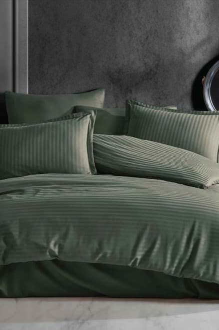 Clasy Saten Çift Kişilik Nevresim Takımı Haki resmi