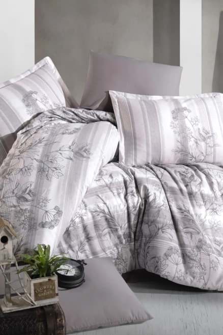 Clasy Ranforce Nevresim Takımı Çift Kişilik Simle v1 Gri resmi