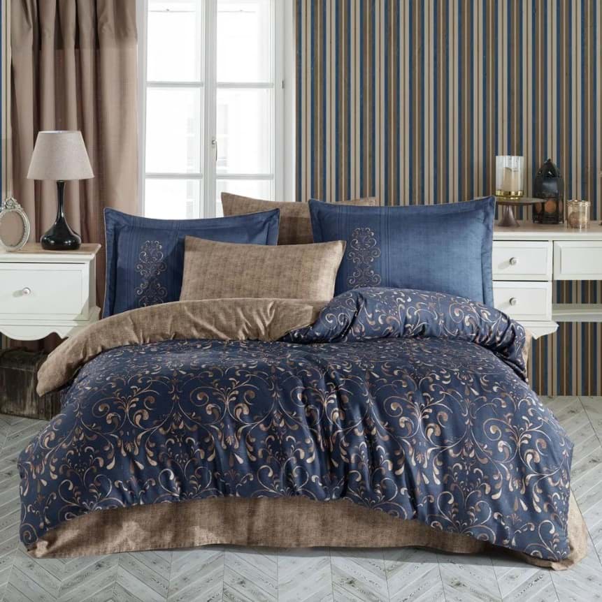 Hobby Çift Kişilik Saten Nevresim Gris Gold resmi