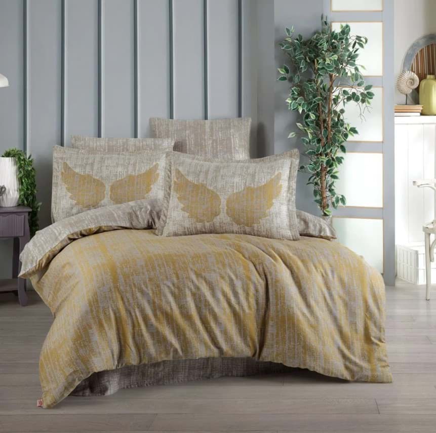 Hobby Çift Kişilik Saten Nevresim Lydia Gold resmi