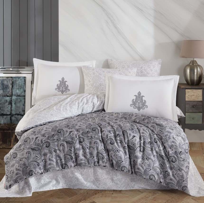 Hobby Çift Kişilik Saten Nevresim Mirabel Gri resmi