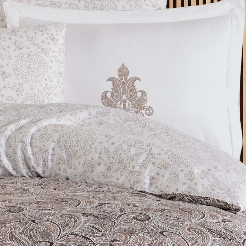 Hobby Çift Kişilik Saten Nevresim Mirabel Kahve resmi