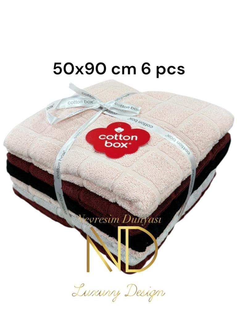 Cotton Box 6lı Jakarlı Dama Havlu Seti resmi