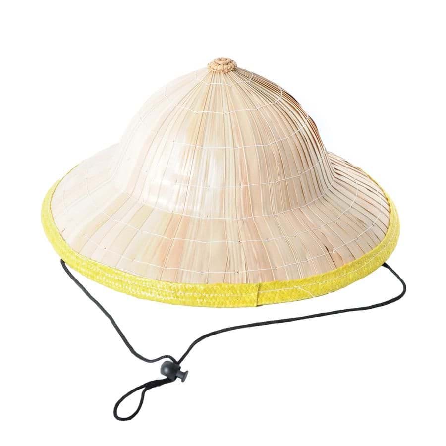 Naturel Renk Cambodia Kamboçyalı Vietnam Konik Şapkası PVC Hasır resmi