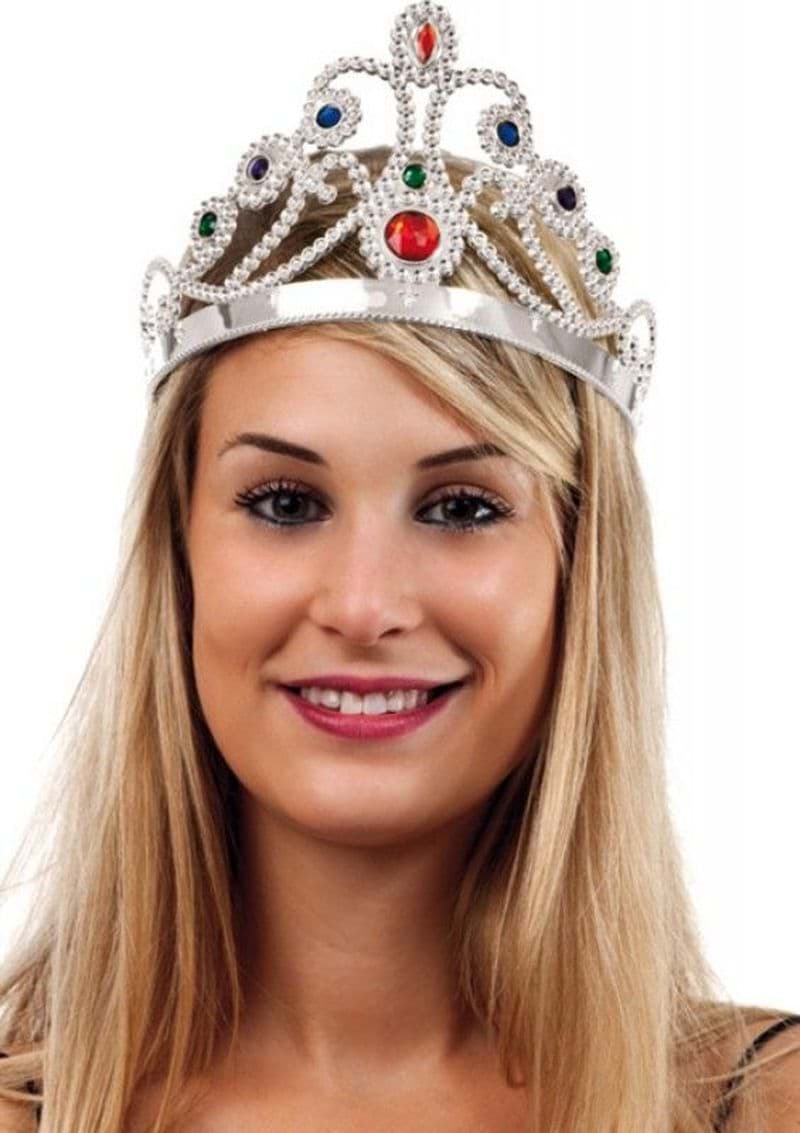 Gümüş Renk Plastik Prenses Tacı Kraliçe Tacı 60 cm resmi