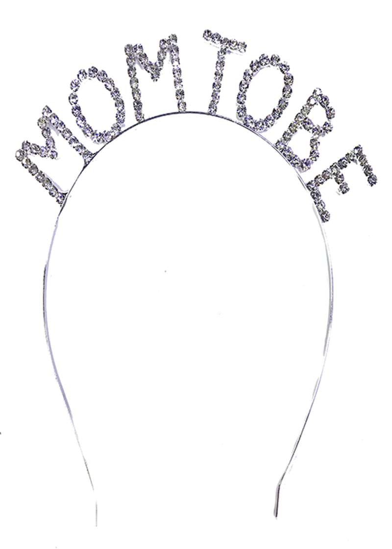 Kristal Taşlı Gümüş Renk Mom to Be Tacı Anne Tacı resmi