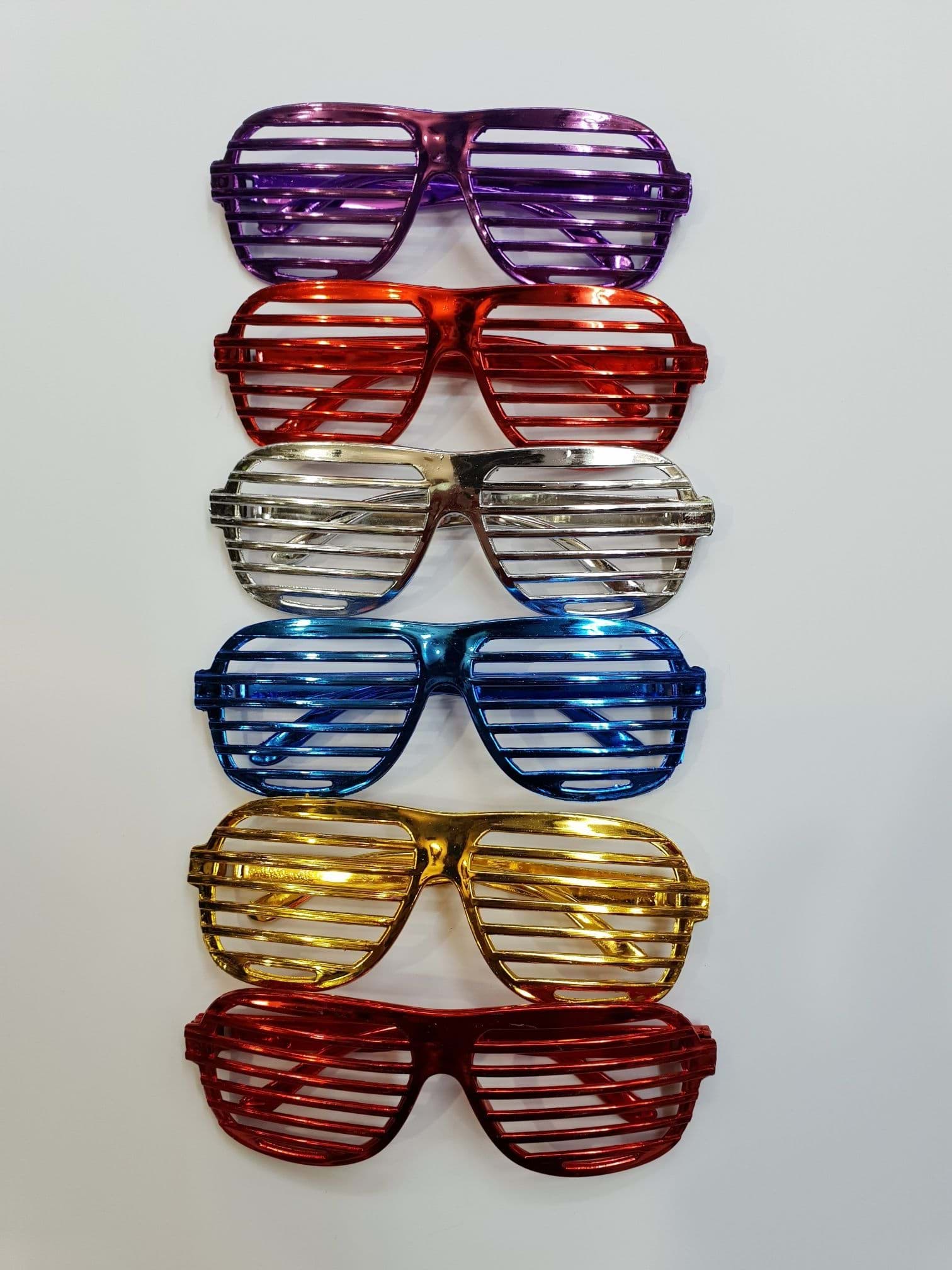 Metalize Panjur Şekilli Parlak Parti Gözlüğü 6 Renk 15x6 resmi