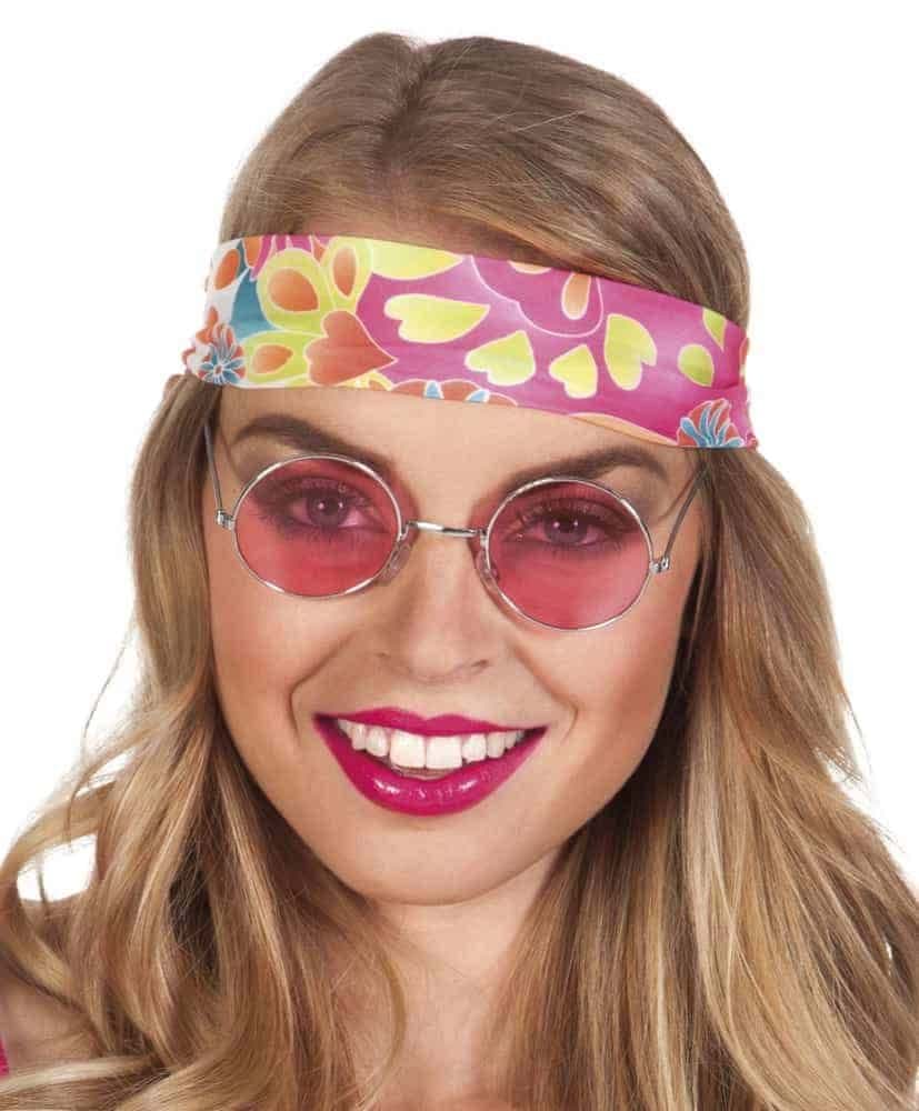 Yuvarlak Cam John Lennon Tarzı Hippi Gümüş Çerçeveli Pembe Gözlük resmi