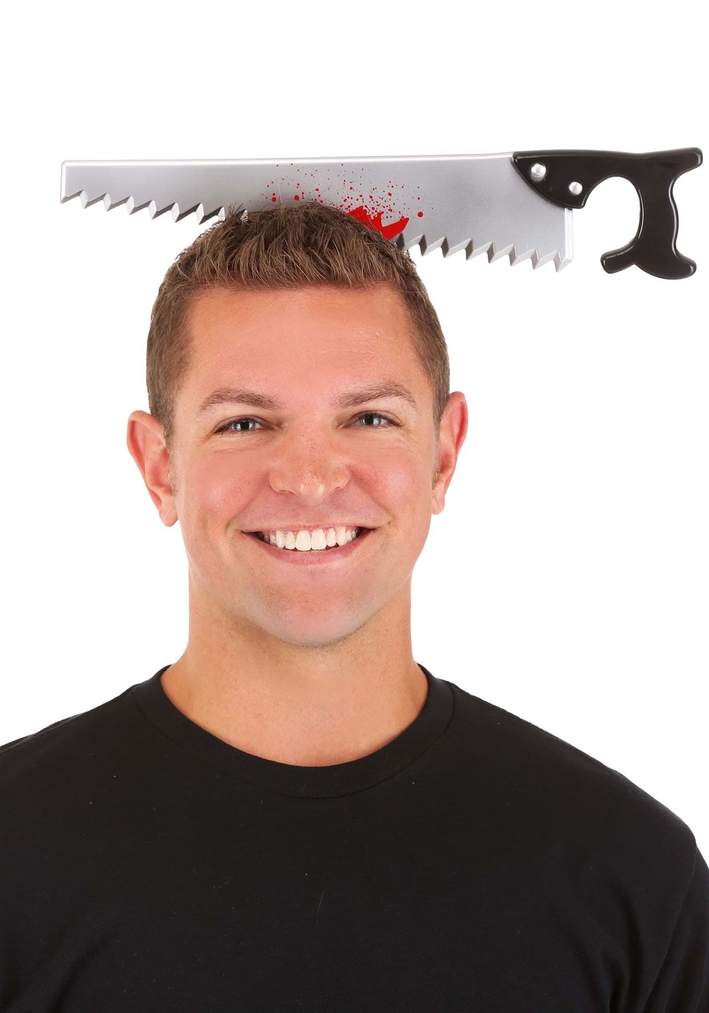 Kafaya Saplanmış Halloween Kanlı Testere Şaka Tacı resmi