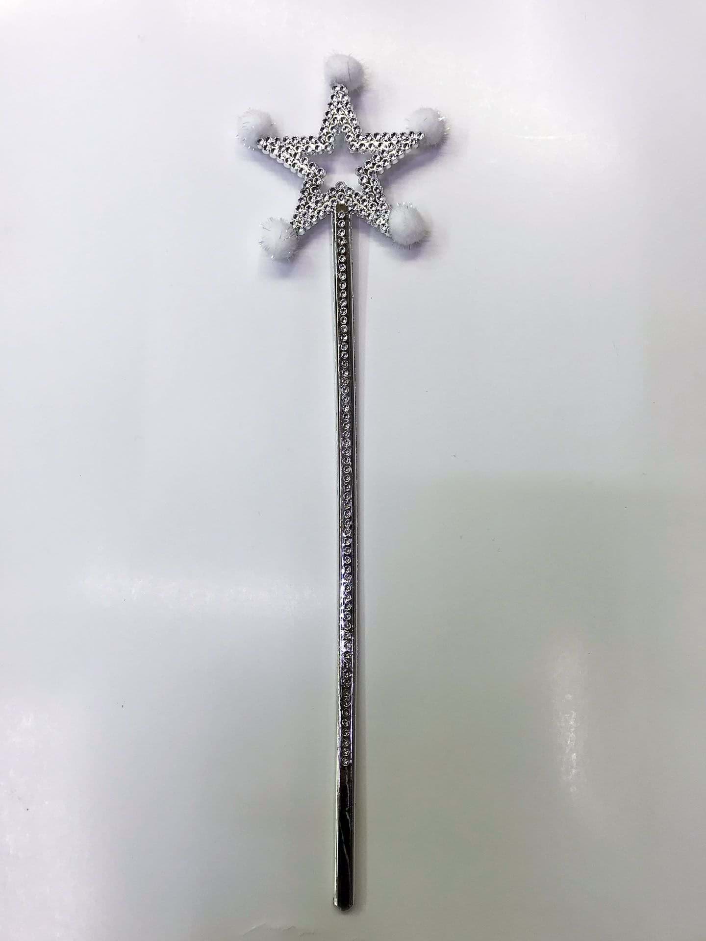 Yıldız Peri Asası Sihirli Değnek Beyaz Ponponlu resmi