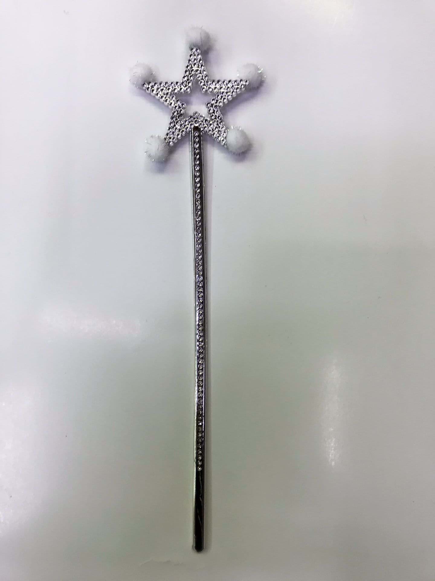 Yıldız Peri Asası Sihirli Değnek Beyaz Ponponlu resmi