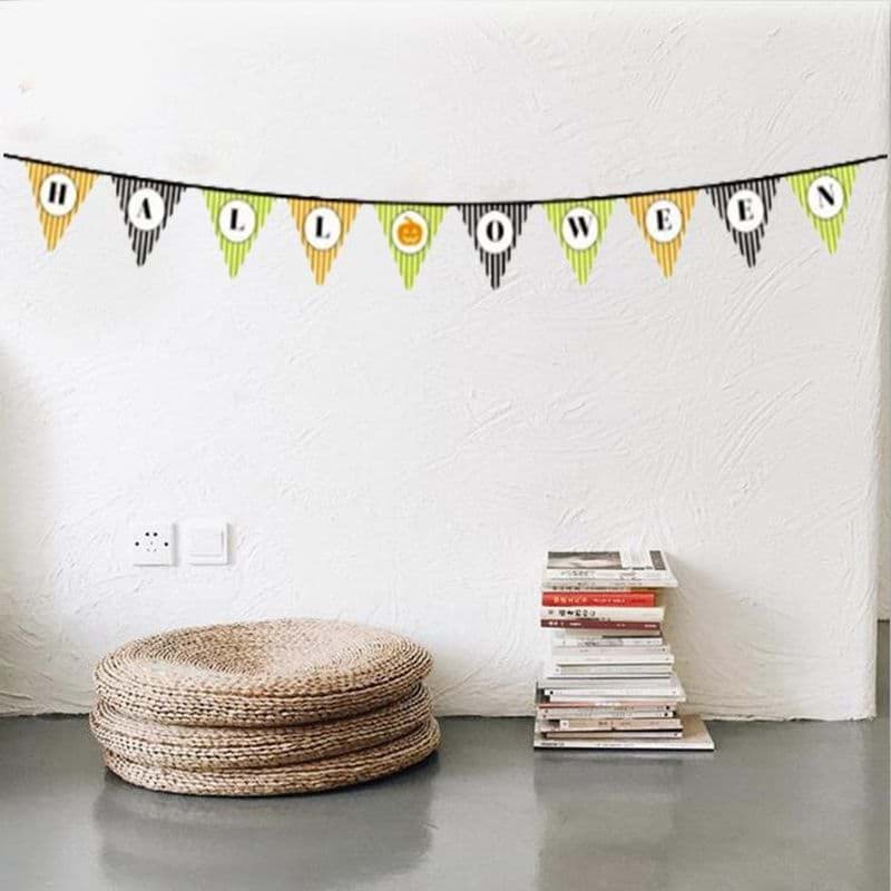 Cadılar Bayramı Kabak Temalı Halloween Yazılı Banner Süs Flama 3 Metre resmi