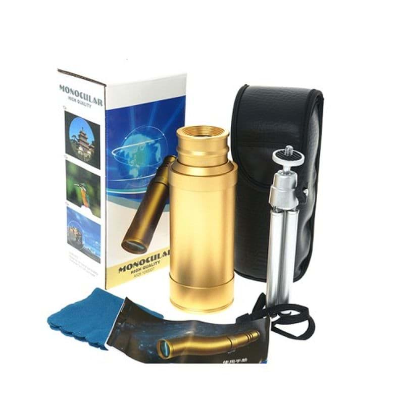 50X50 Panda Metal Gövde Tek Gözle Büyük Mercek Korsan Dürbün Gold resmi