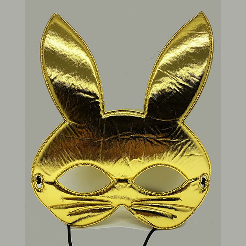 Altın Renk Kumaş Malzemeden İmal Tavşan Maskesi 25X17 cm resmi