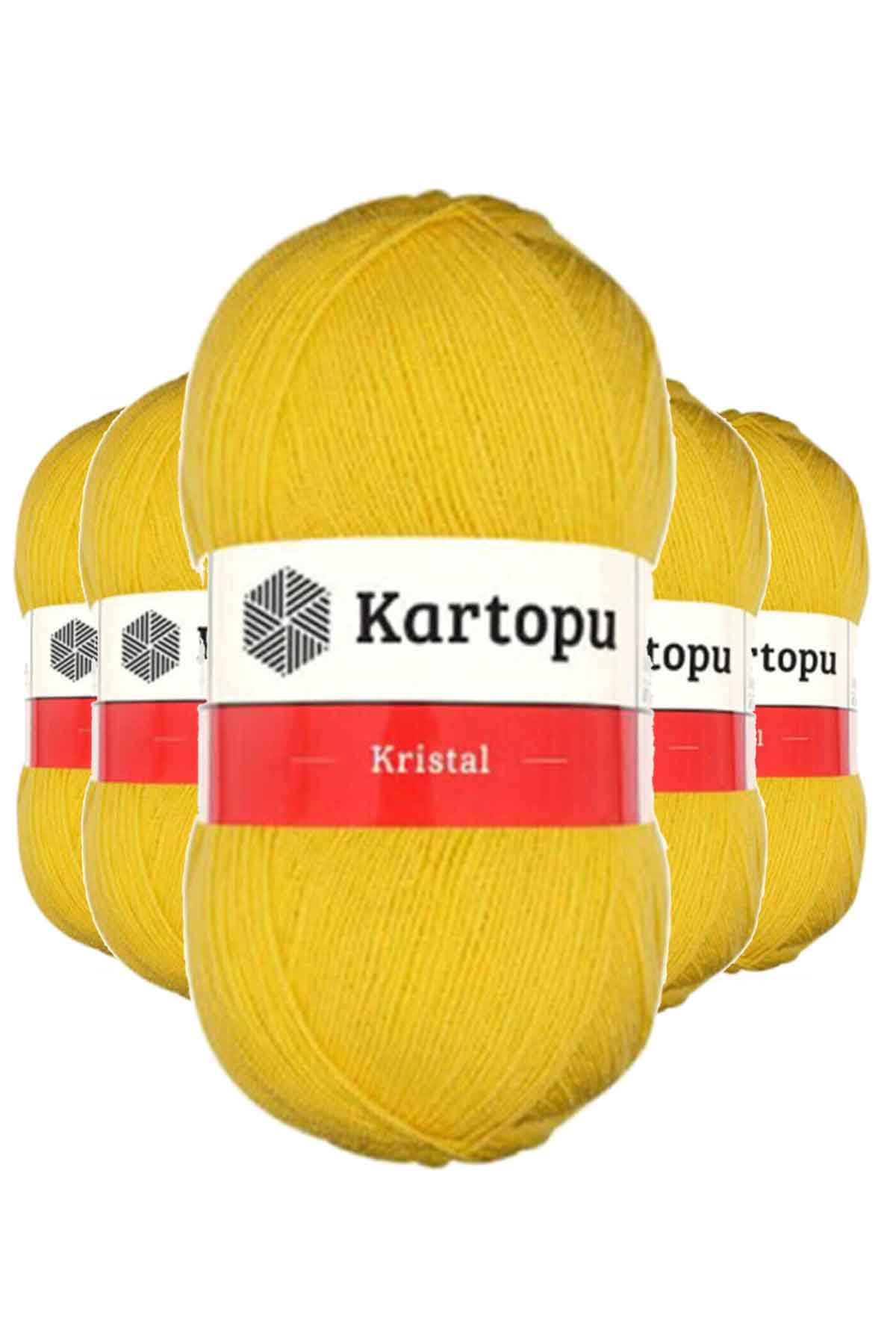 5 Adet Kristal Çift Katlı El Örgü Lif İpi Sarı K301 resmi