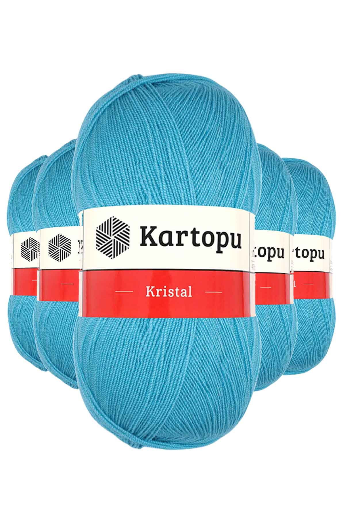 5 Adet Kristal Çift Katlı El Örgü Lif İpi Turkuaz K515 resmi