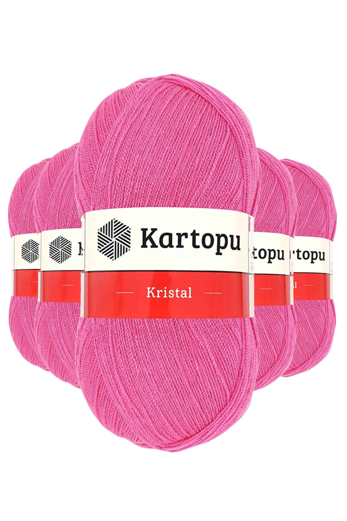 5 Adet Kristal Çift Katlı El Örgü Lif İpi Şeker Pembe K772 resmi