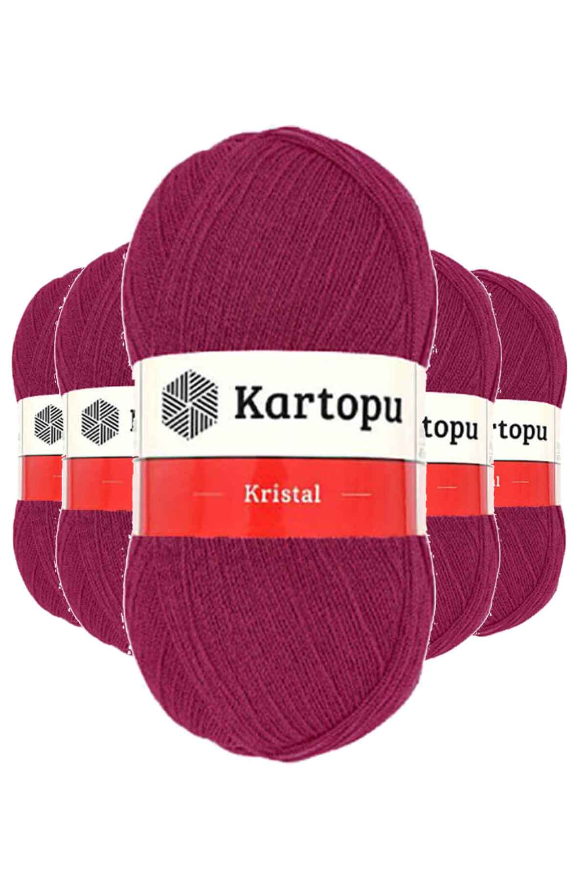 5 Adet Kristal Çift Katlı El Örgü Lif İpi Vişne K1794 resmi