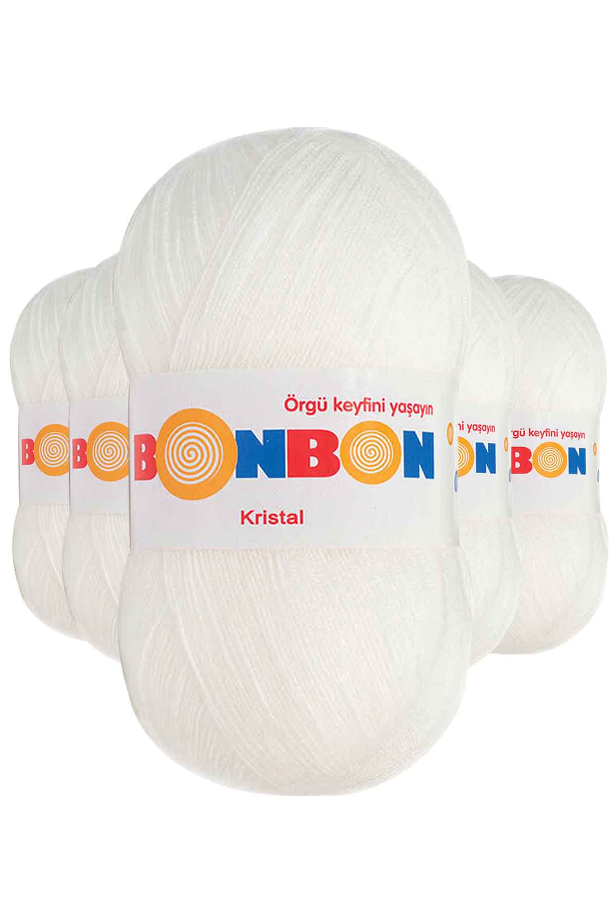 5 Adet Kristal El Örgü Lif İpi Beyaz 98200 resmi