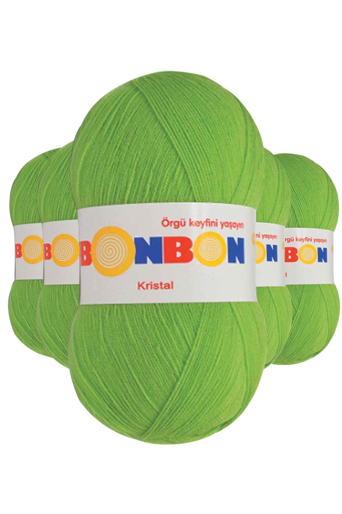 5 Adet Kristal El Örgü Lif İpi Açık Yeşil 98204 resmi
