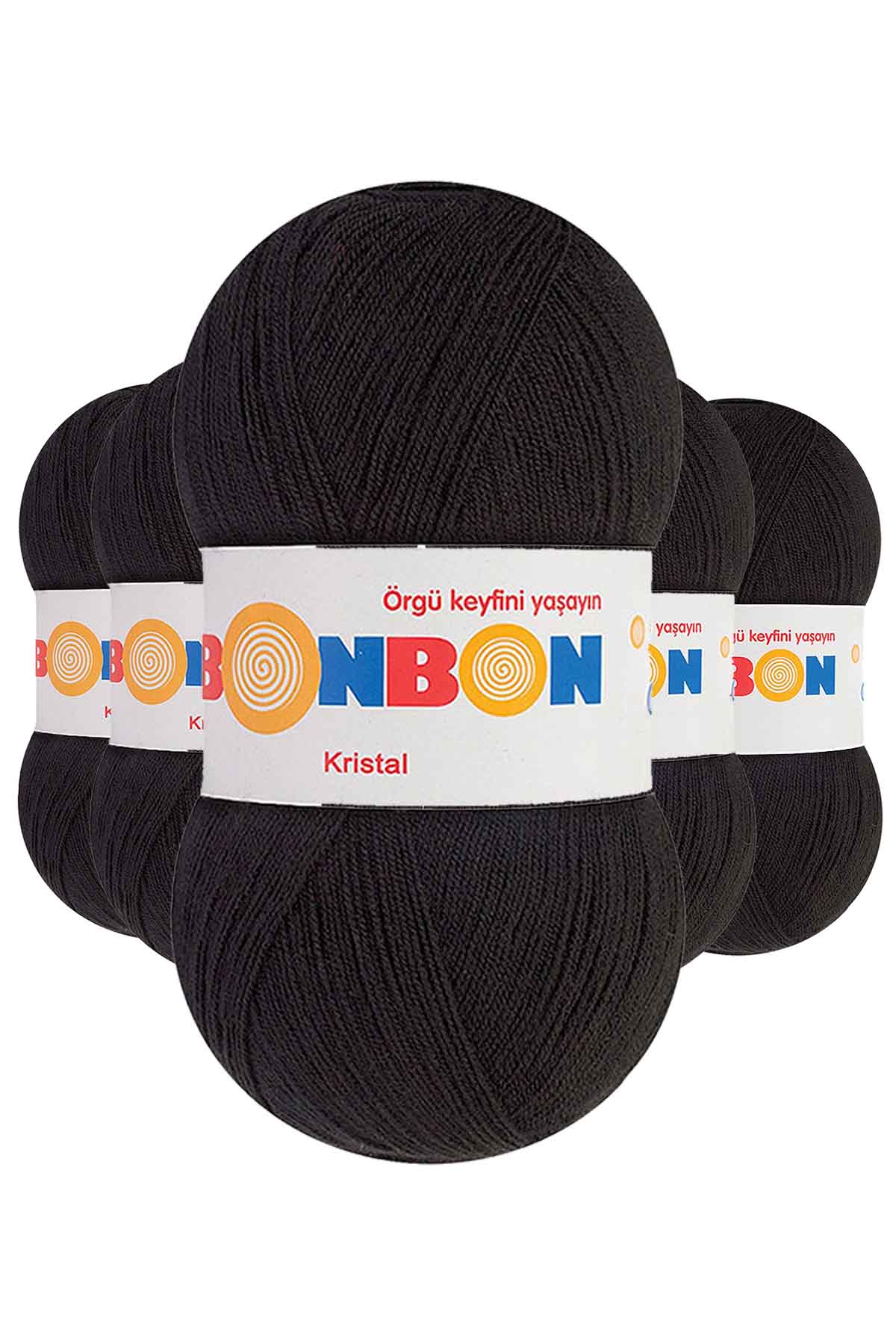 5 Adet Kristal El Örgü Lif İpi Siyah 98206 resmi