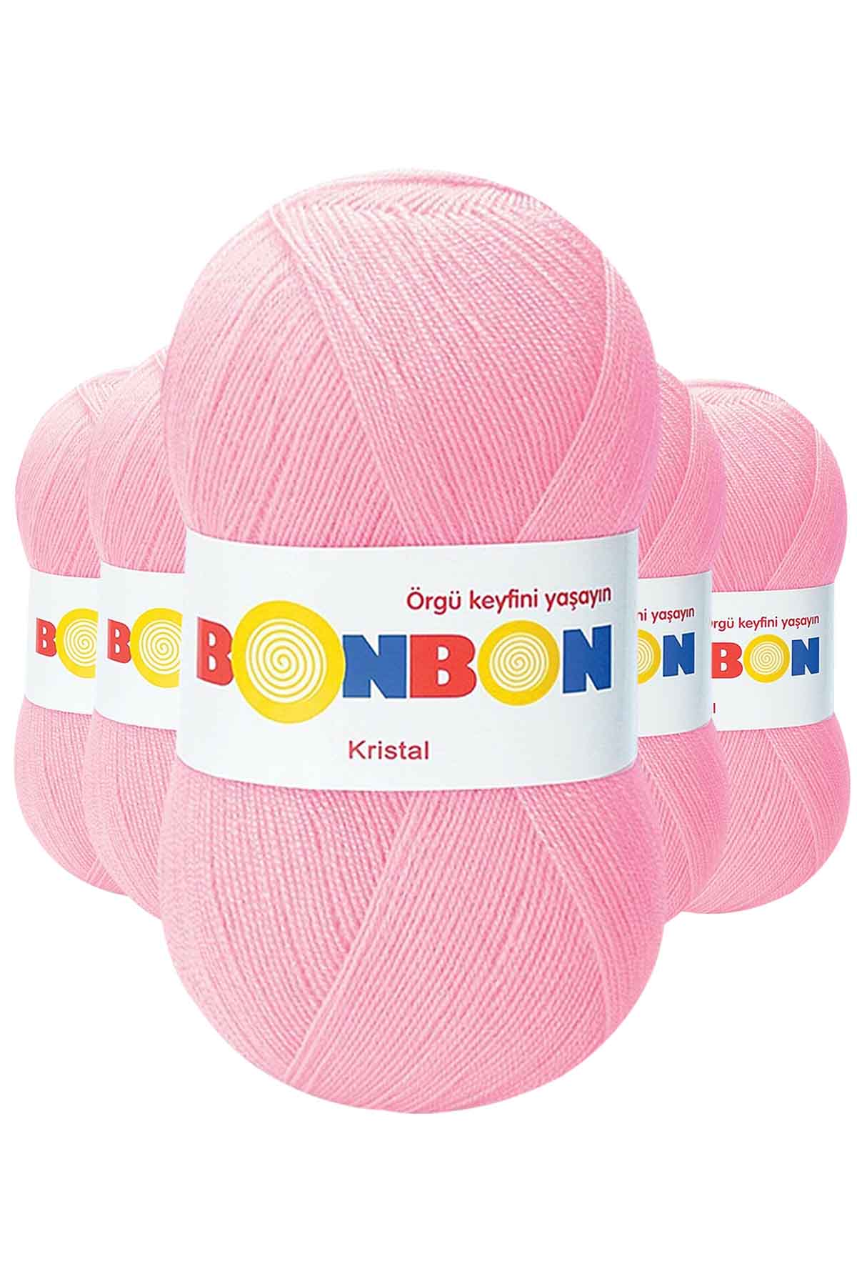 5 Adet Kristal El Örgü Lif İpi Şeker Pembe 98588 resmi