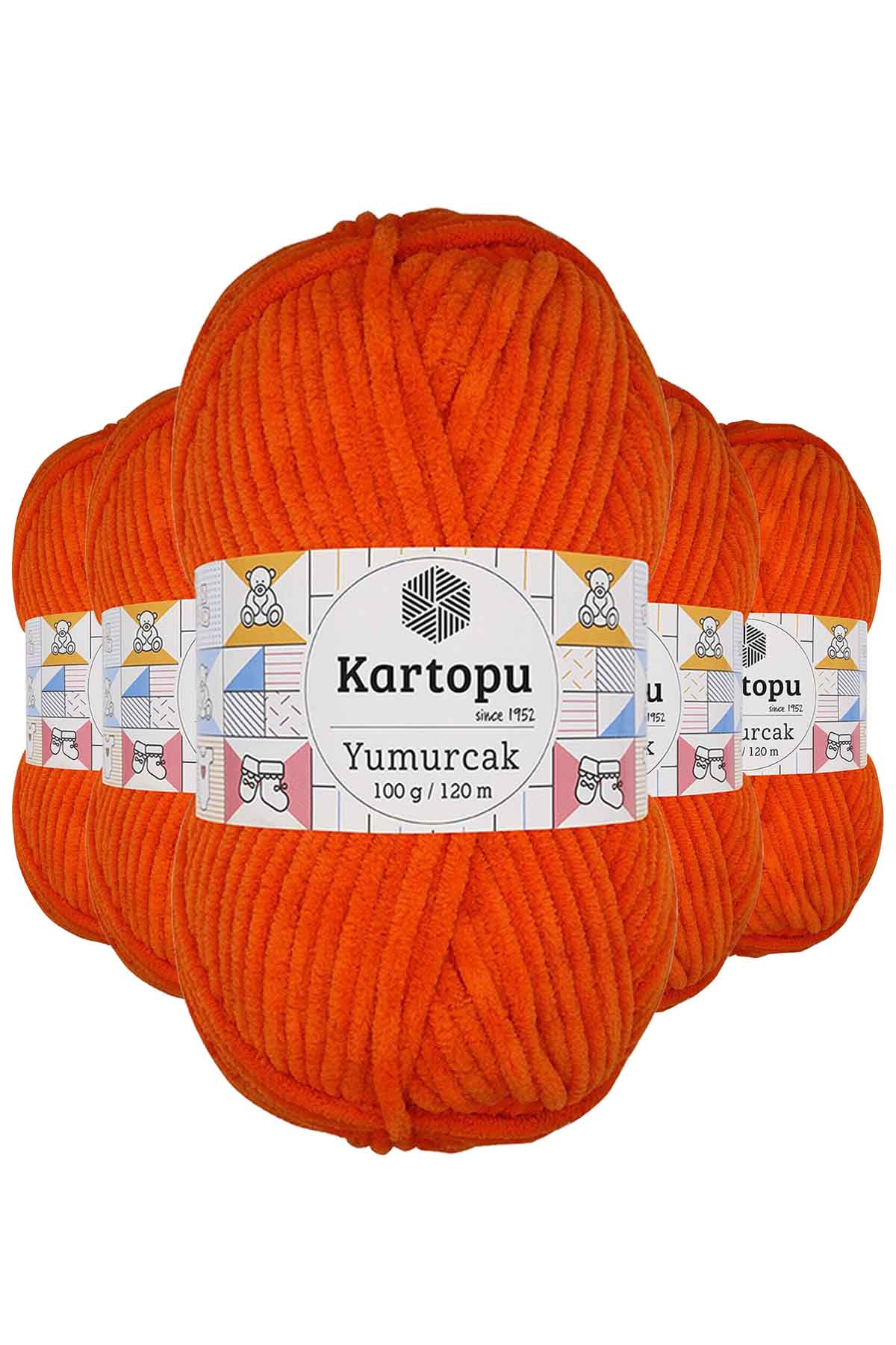 5 Adet Yumurcak Kadife El Örgü İpi Turuncu K205 resmi