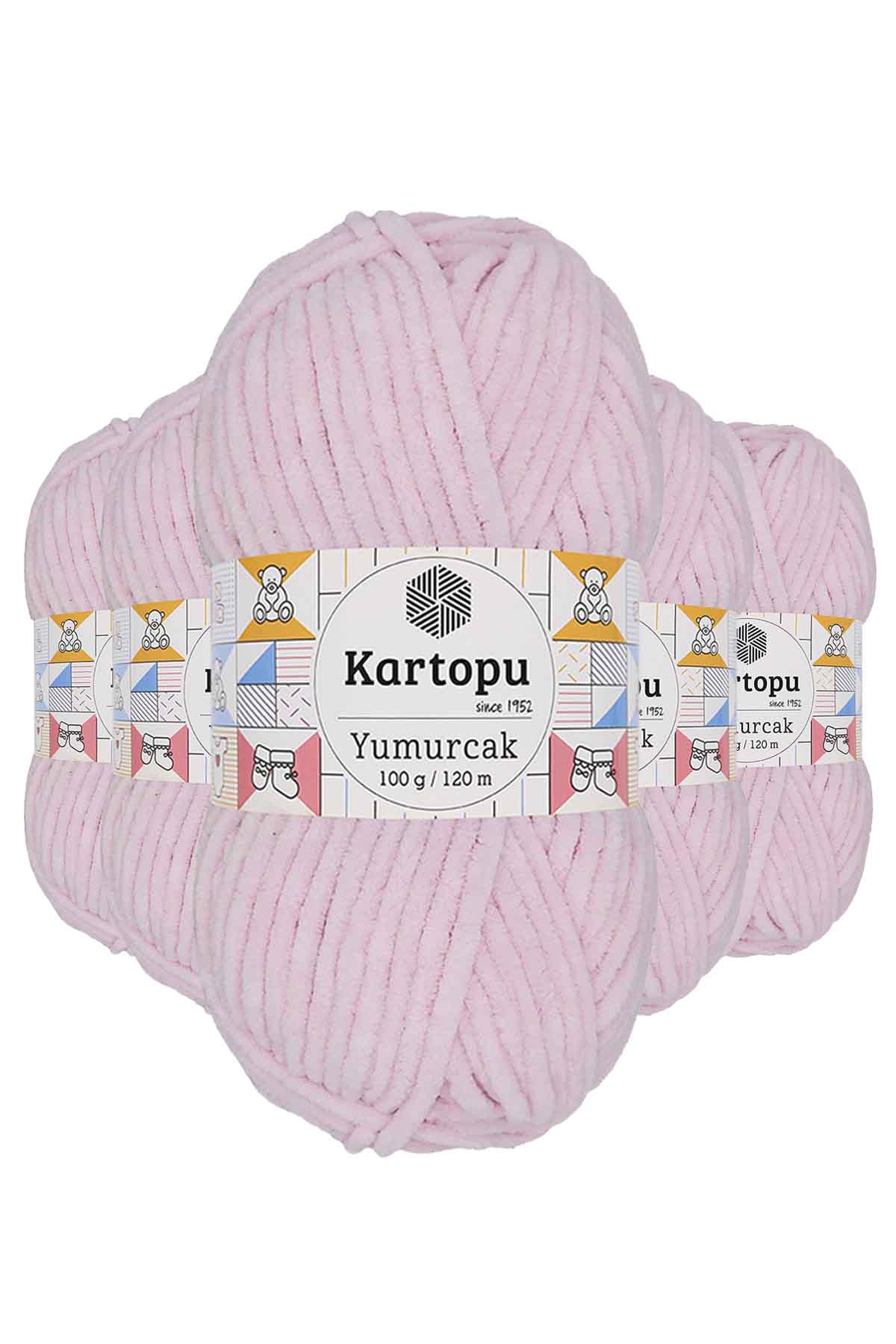 5 Adet Yumurcak Kadife El Örgü İpi Toz Pembe K1562 resmi