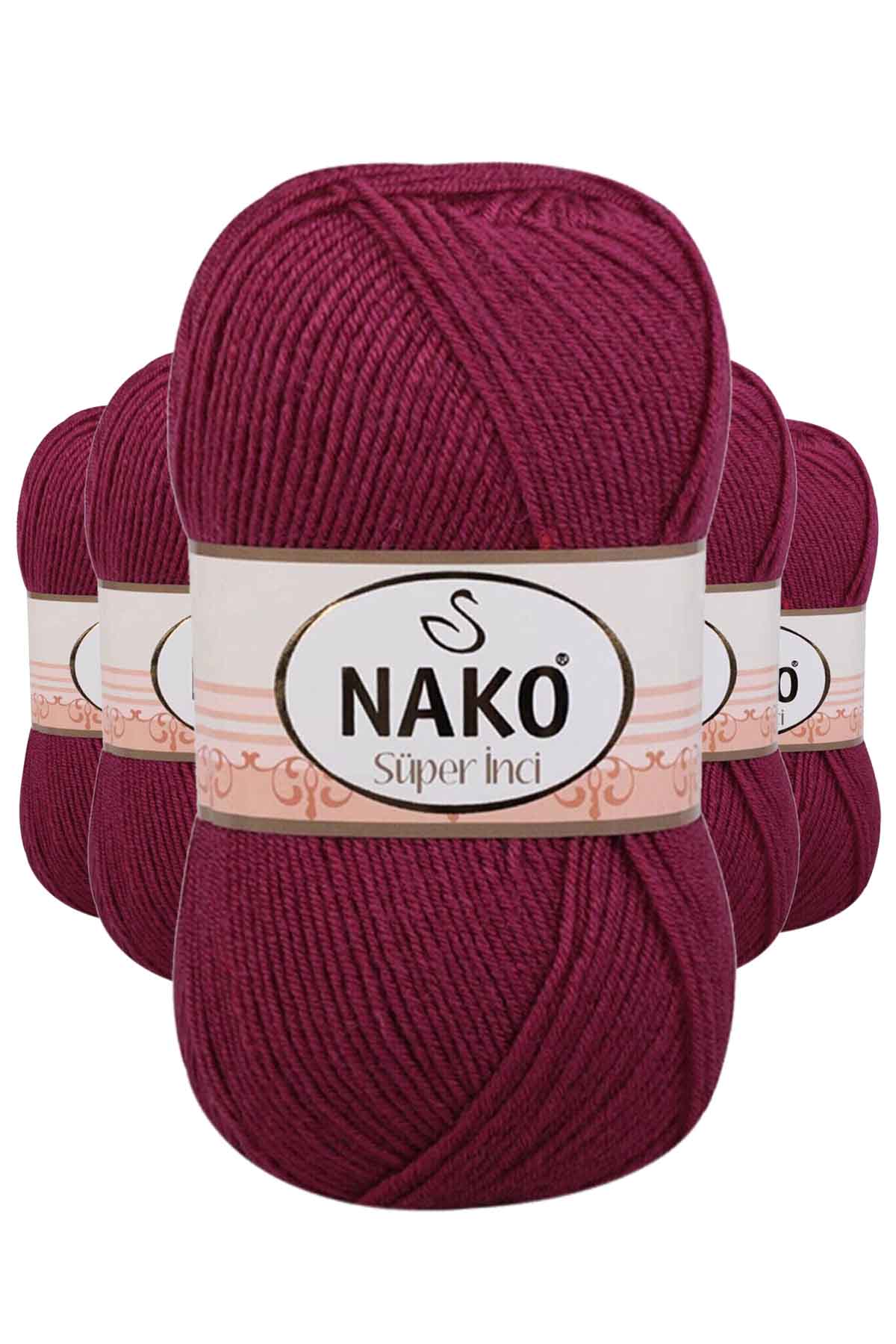 5 Adet Süper İnci El Örgü İpi 100 gr Vişne Çürüğü 2187 resmi