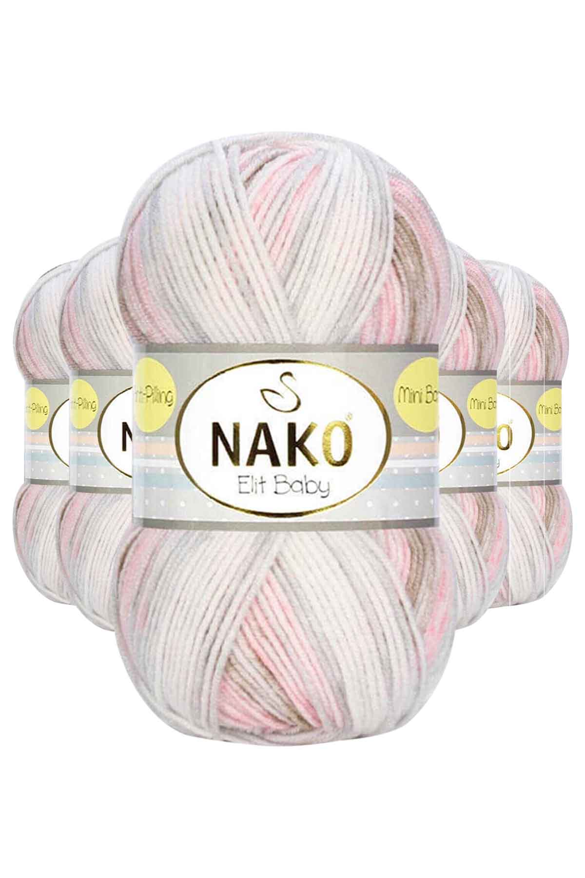 5 Adet Mini Batik Bebe El Örgü İpi Kahveli Pembe 32463 resmi