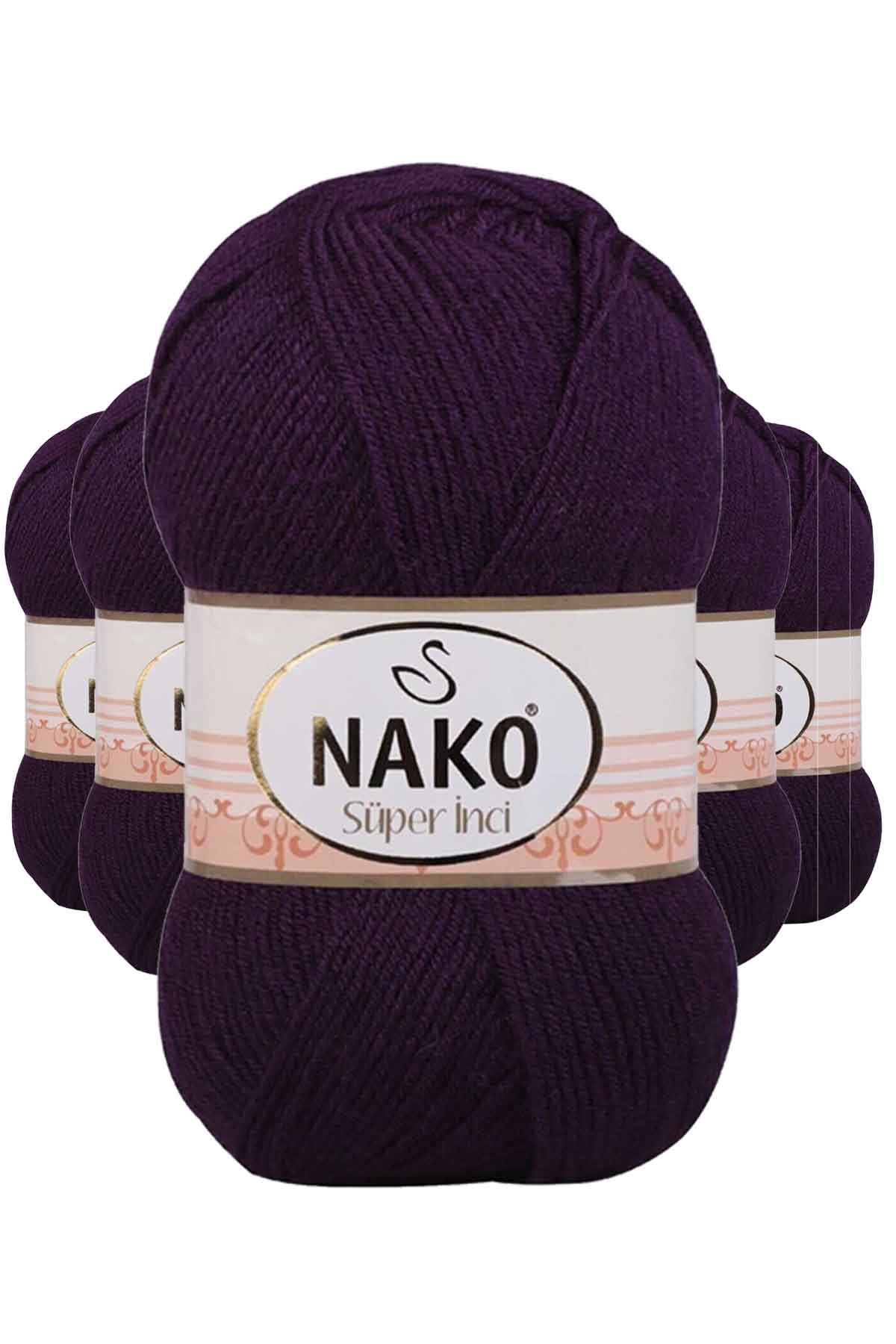 5 Adet Süper İnci El Örgü İpi 100 gr Mor 3260 resmi