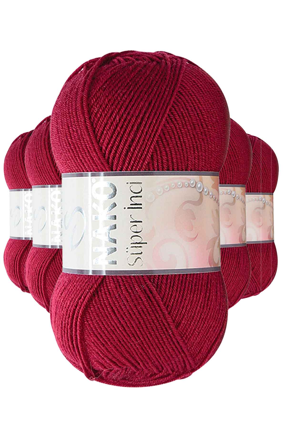 5 Adet Süper İnci El Örgü İpi 100 gr Vişne Çürüğü 3630 resmi